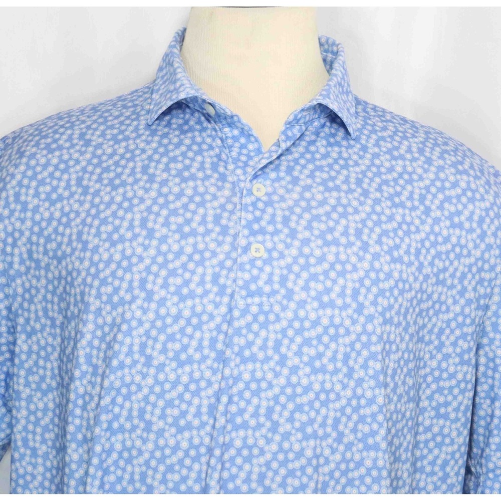 Johnnie O Costner‎ Blue All Over Print Performance Polo Shirt Mens Size XL - Picture 2 of 6